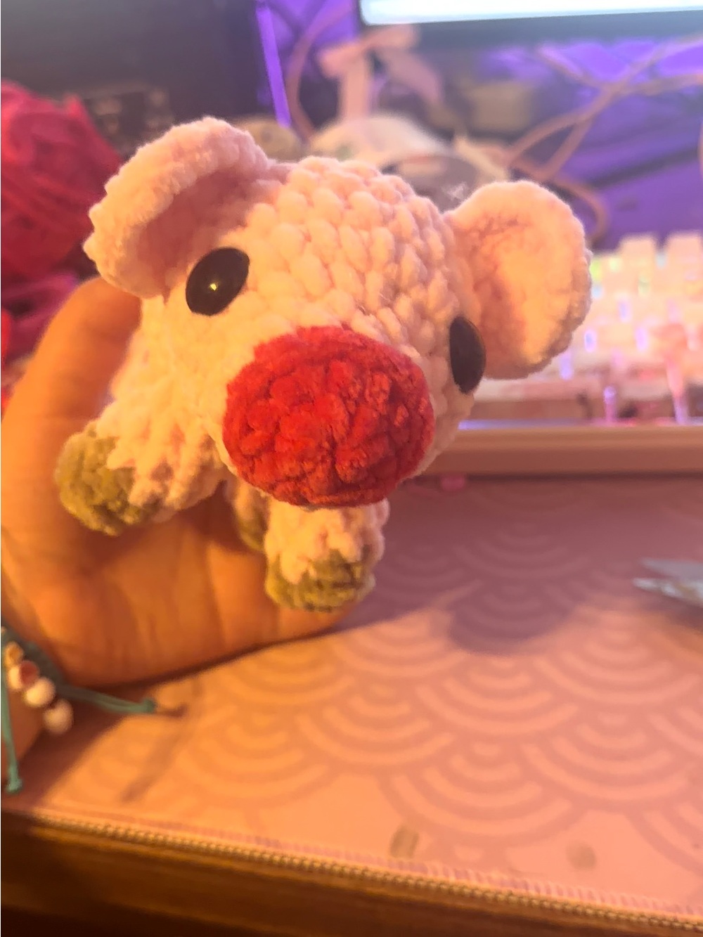 handmade crochet pig plushie